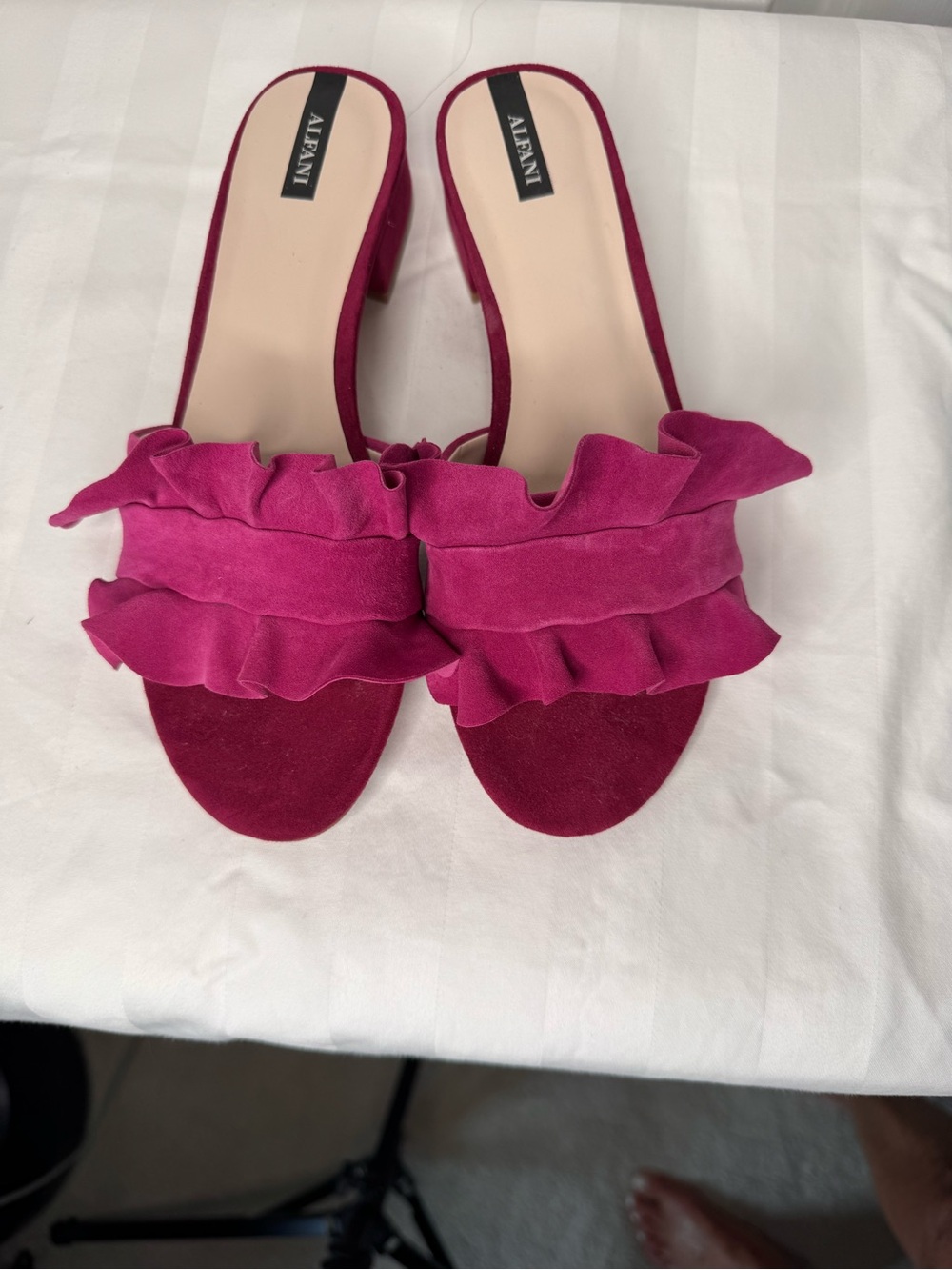 Alfani Fuchsia Ruffle Slide Mules